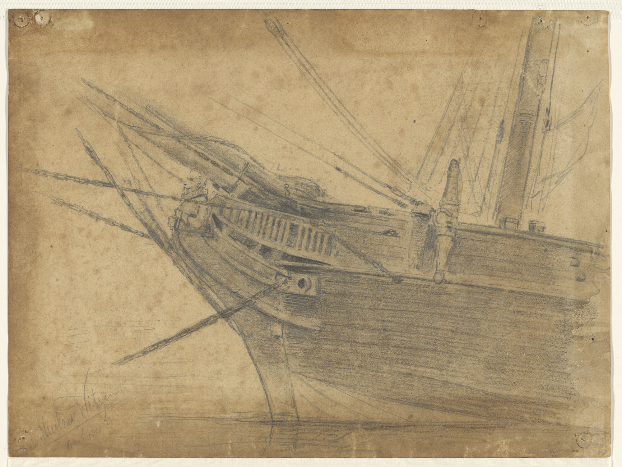 S.0657(20)1; Het voorschip van het barkschip 'Nicolaas Witsen'; tekening