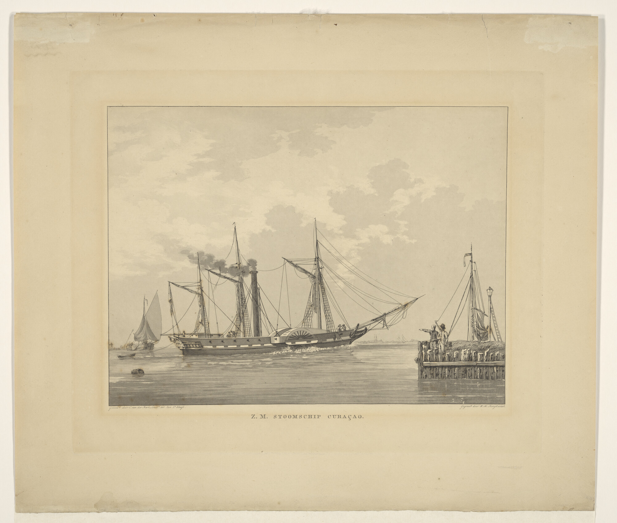 S.1277(04)3; Het raderstoomschip Z.M. 'Curaçao'; prent