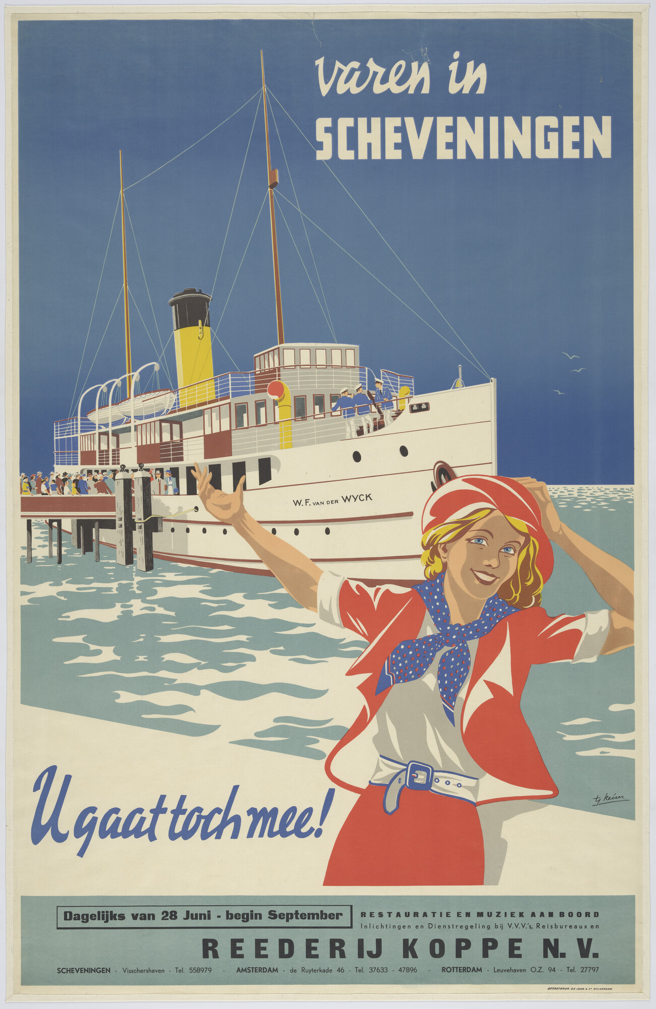 A.5399(12); Varen in Scheveningen met Reederij Koppe; affiche