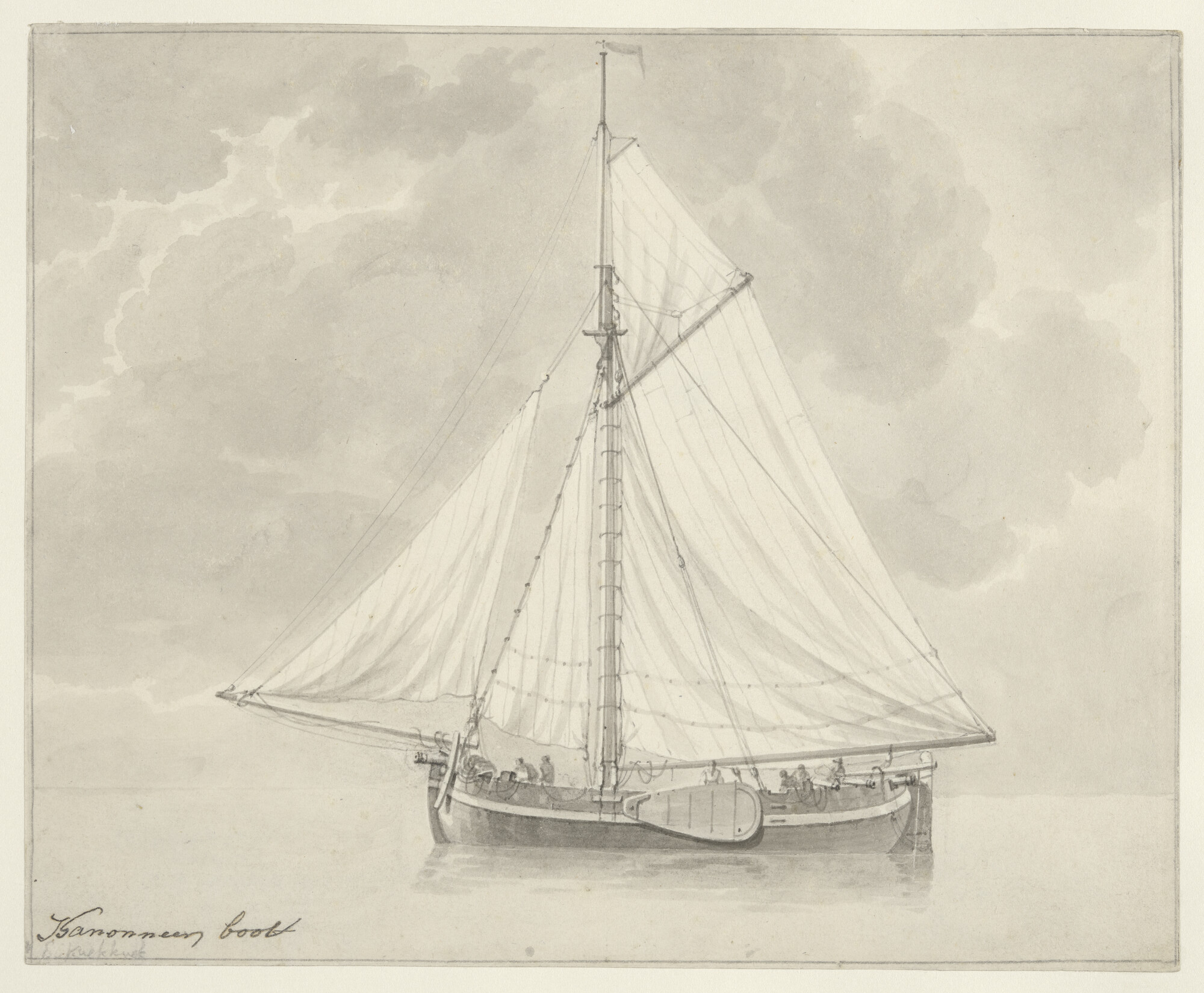 A.0149(0607); Tekening van een kanonneerboot; tekening