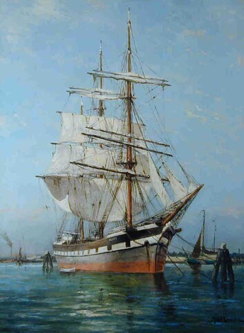 S.5340; Het klipperfregatschip Alice; schilderij