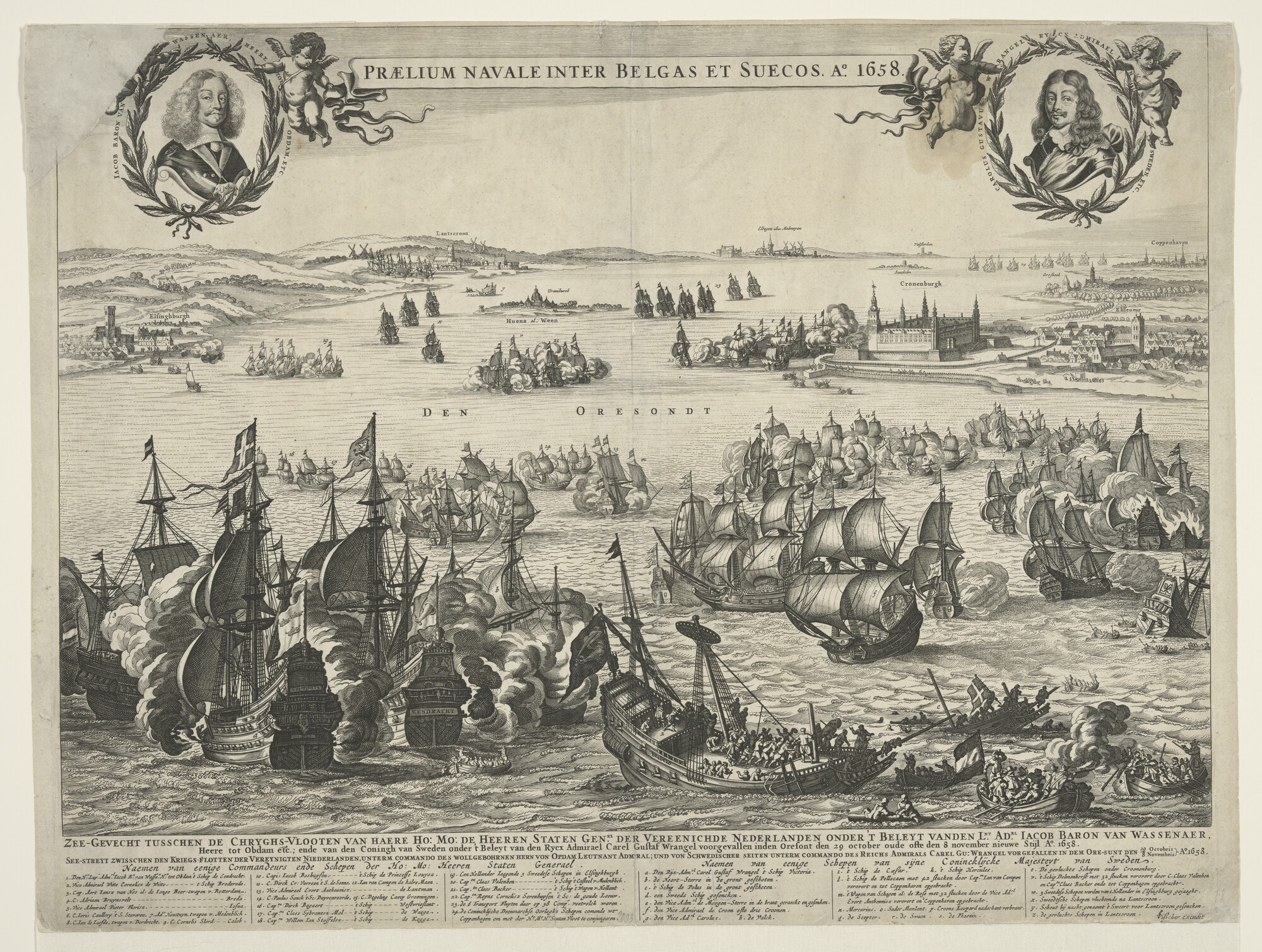 A.0929(03); Prent van de Zeeslag in de Sont, 1658; prent