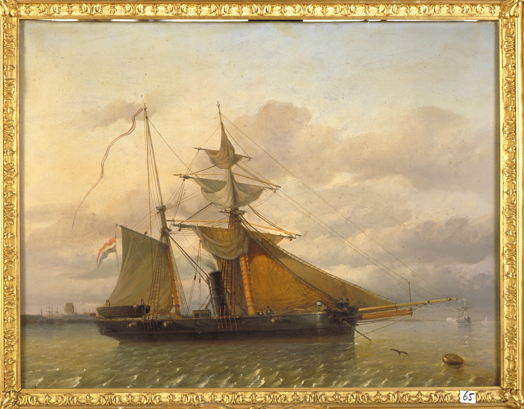 1990.0594; Het schroefstoomschip 4e klasse Zr.Ms. Samarang; schilderij