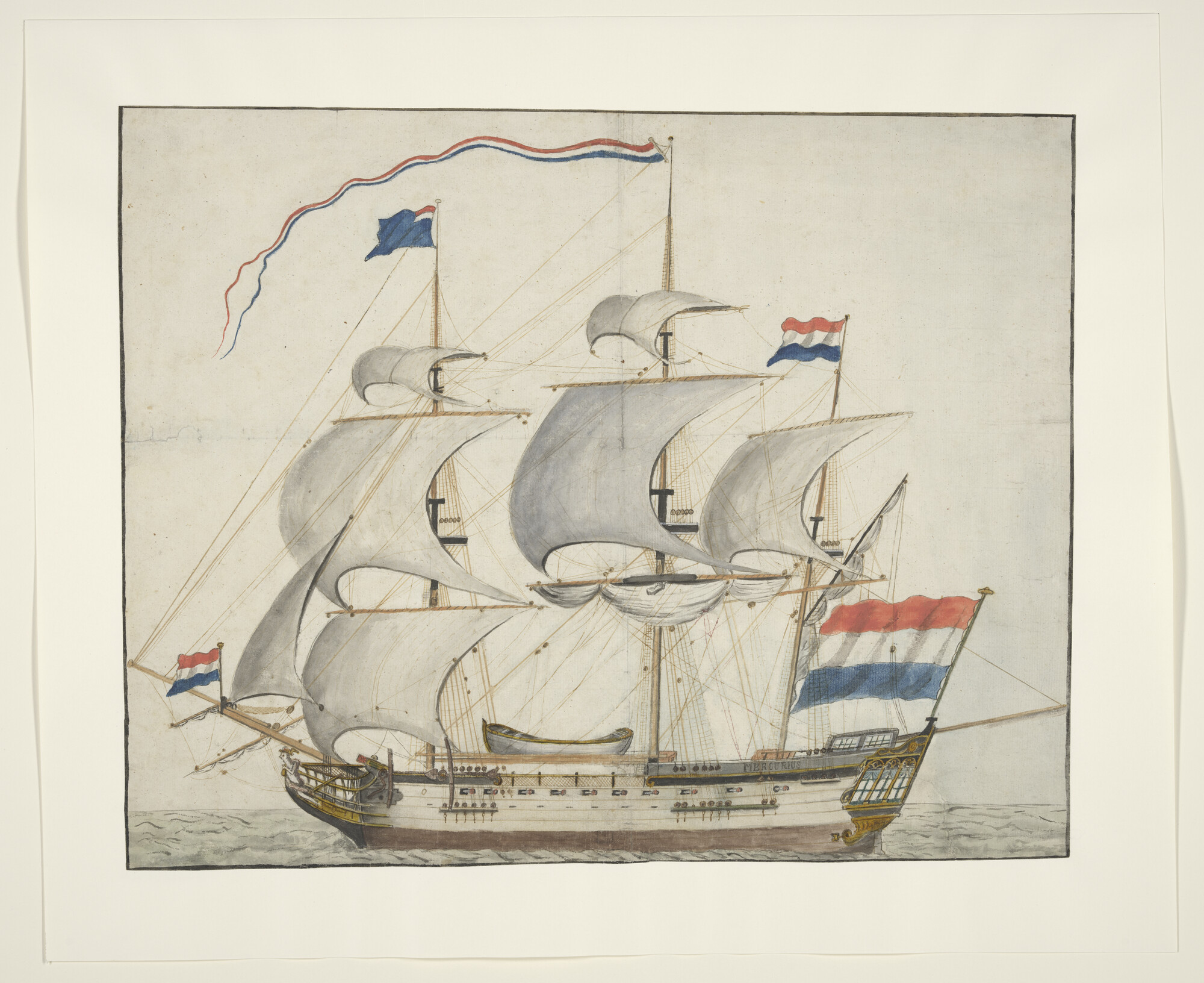 A.0132(02)01; Het fregatschip Mercurius; tekening
