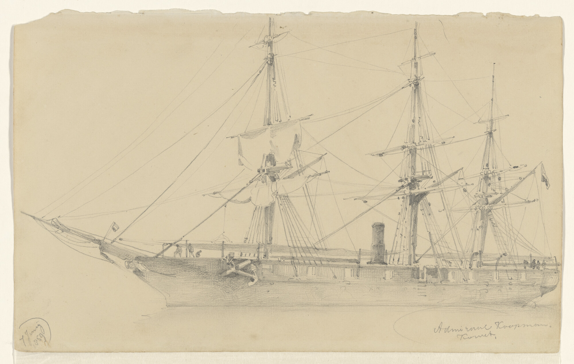 A.1388(01); Het schroefstoomschip 2de klasse Zr.Ms. 'Vice Admiraal Koopman'; tekening
