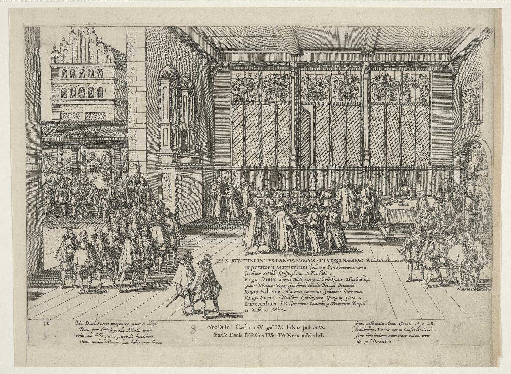 A.0145(027)379; Vrede te Stettin tussen de Denen, Zweden en die van Lübeck, 28 november 1570; prent