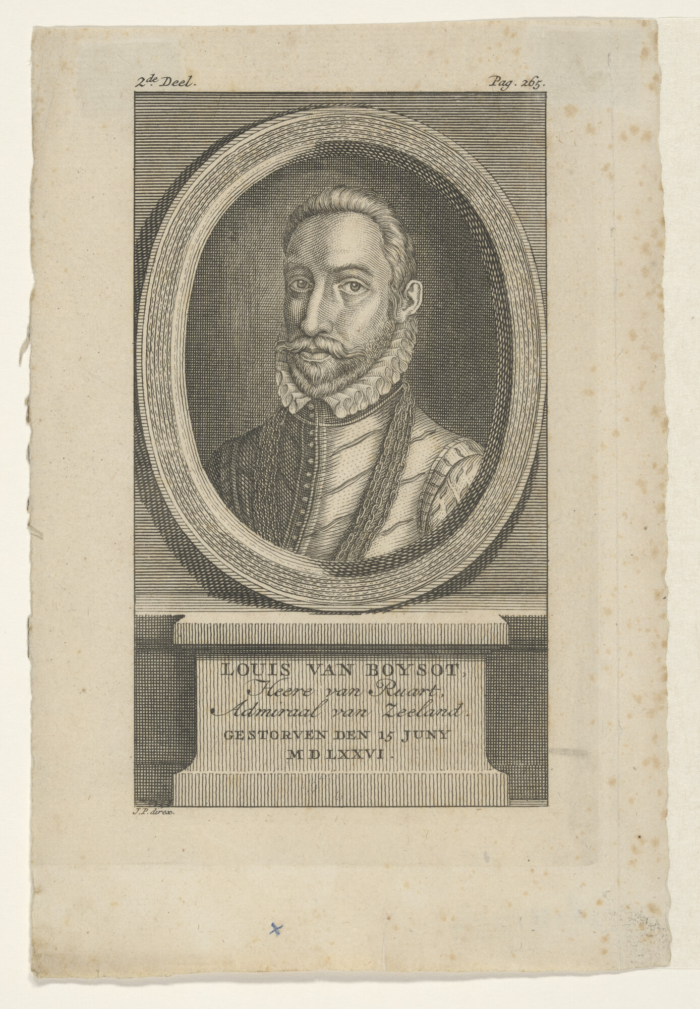 A.1361(19)4 a; Portret van Louis Boisot, heere van Ruart, Admiraal van Zeeland; prent