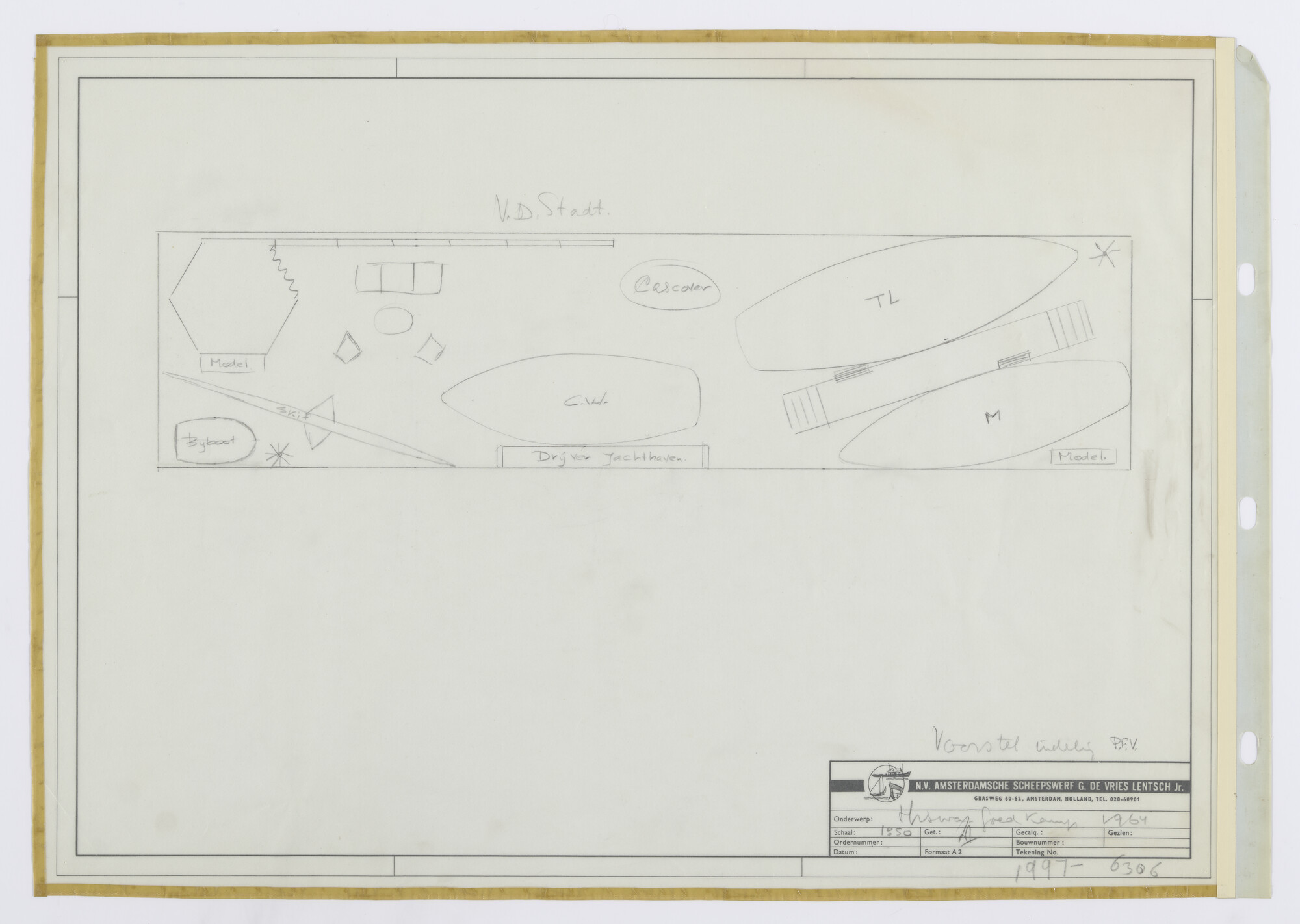 1997.6306; Inrichtingsplan van de stand voor HISWA 1964; technische tekening