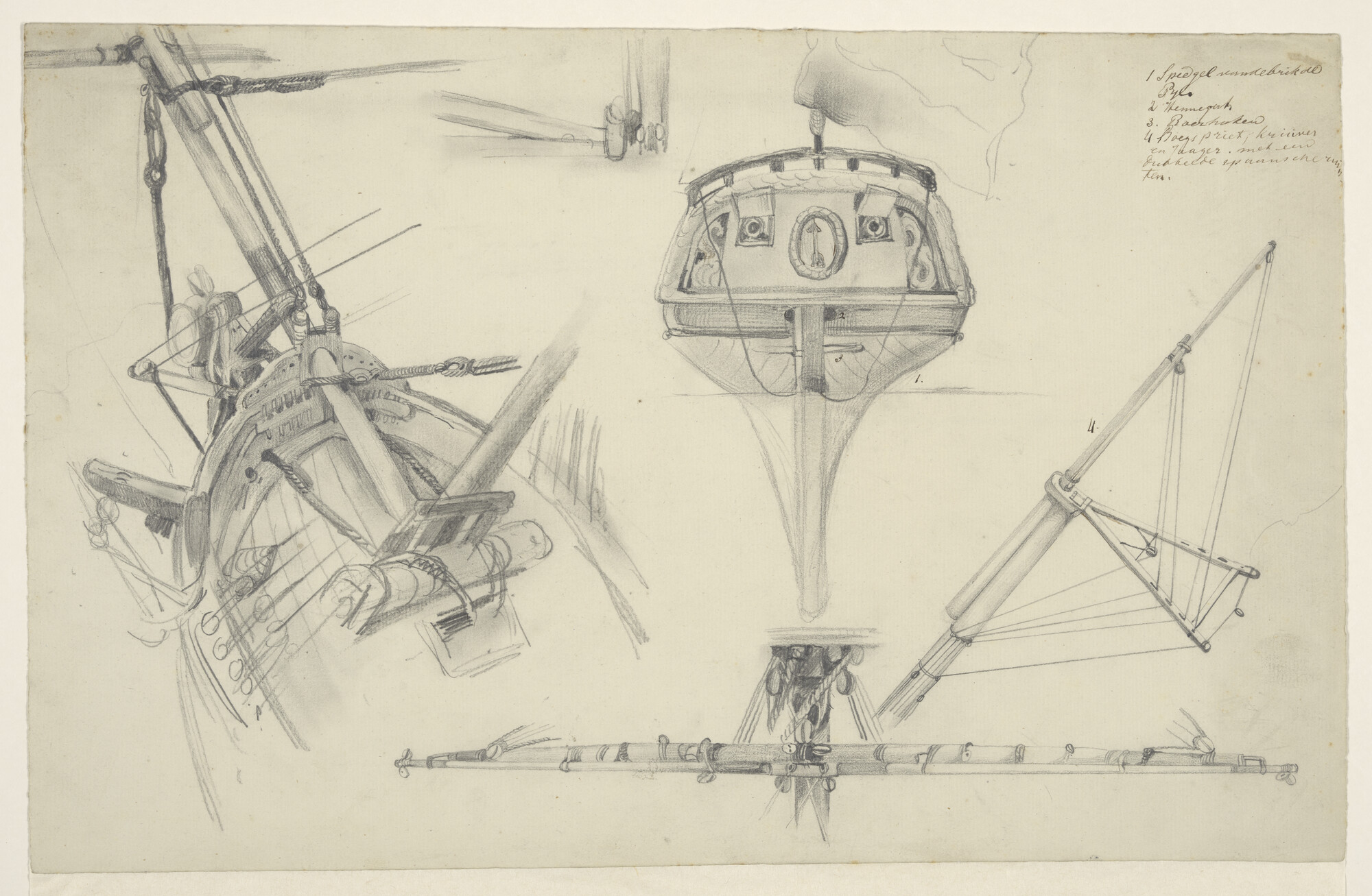 A.0863(24); Diverse aanzichten van het brikschip 'Pijl'; tekening