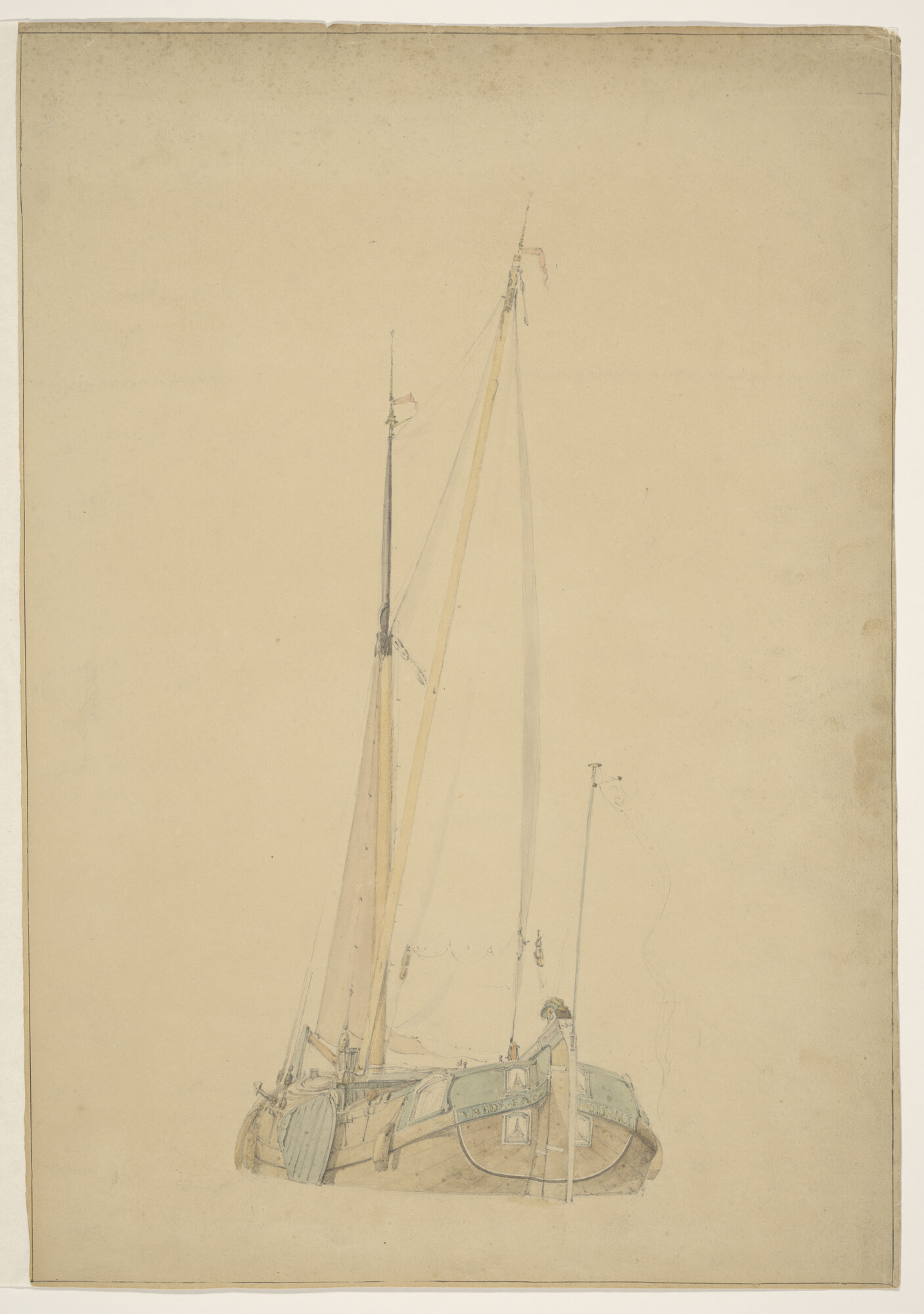 A.1081(a)15; De paviljoenpoon 'Vrede' en 'Eendracht'; tekening