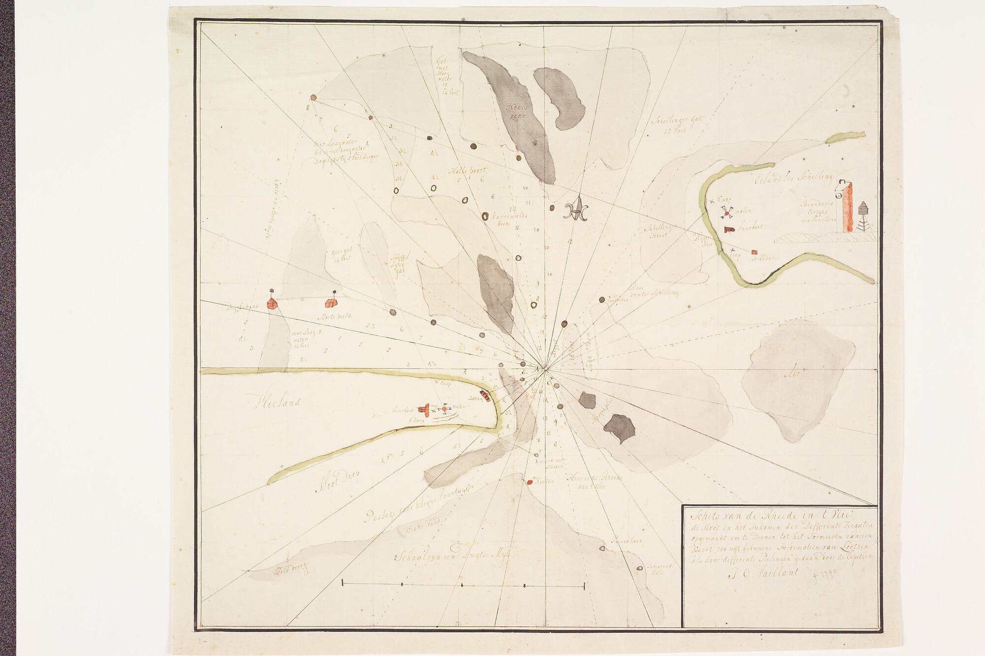 A.2276(05); Schets van de rede van 't Vlie, door Jan Olphert Vaillant, circa 1794; zeekaart