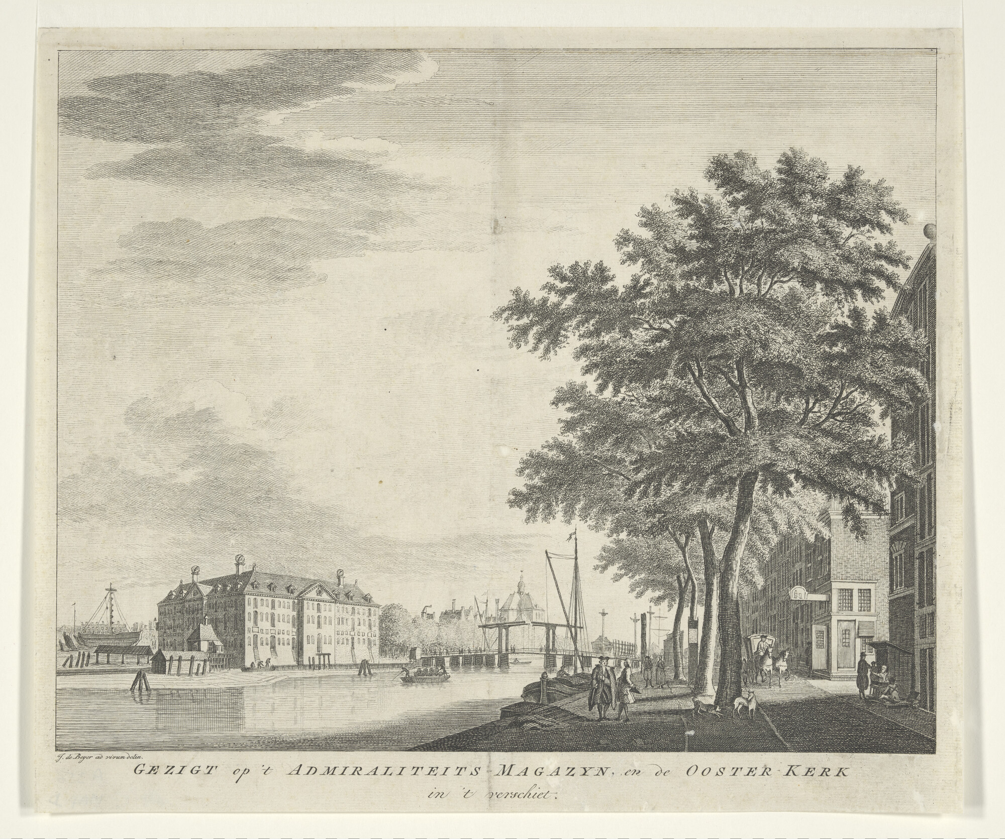A.0356(38)3; Gezicht op 's Lands Zeemagazijn en de Oosterkerk; prent