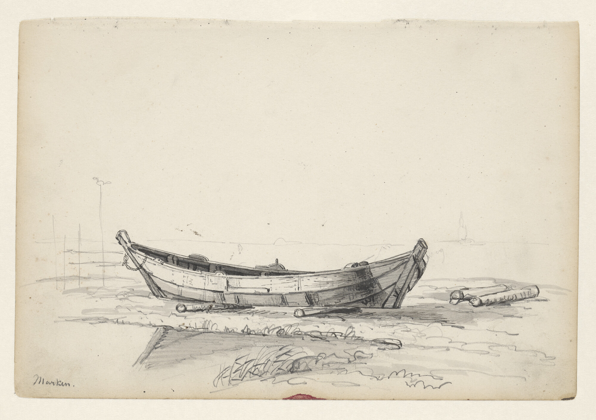 A.4905(04); Een roeiboot op Marken; tekening