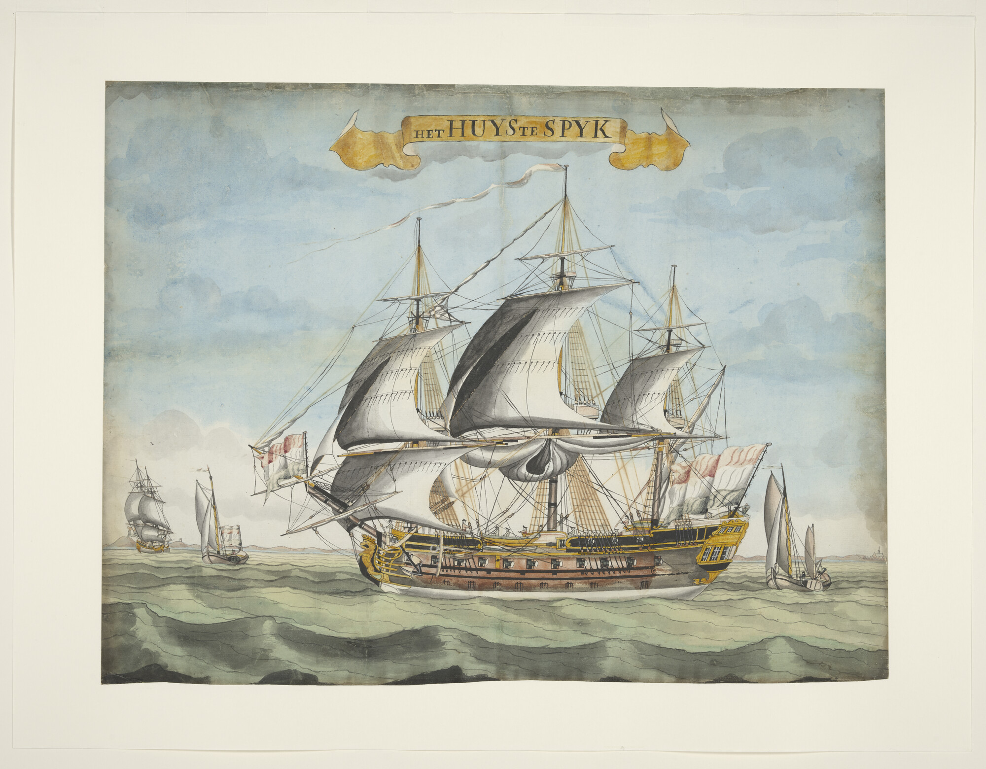 A.3495(03); Het retourschip 'Het Huis Te Spijk'; tekening