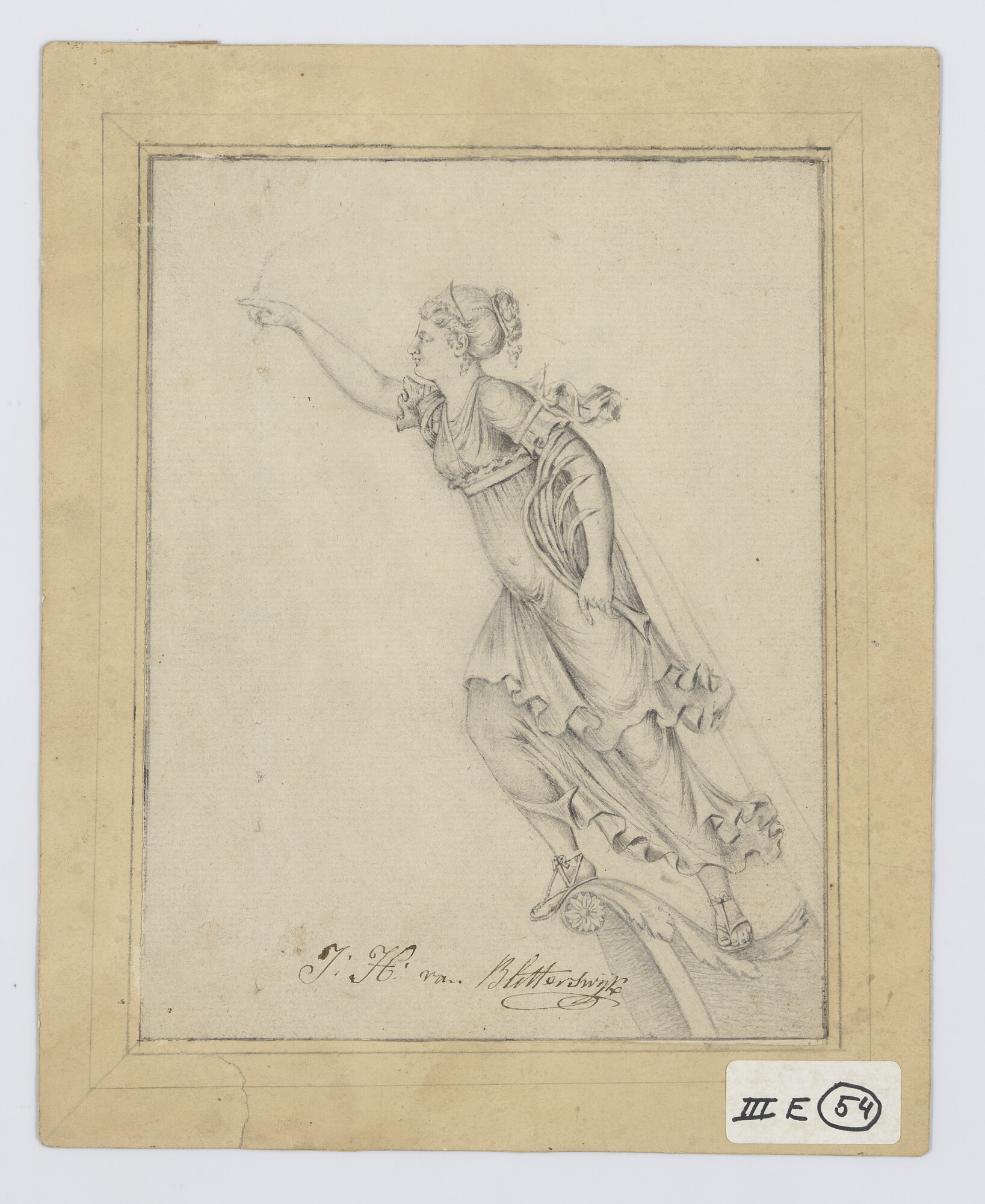 S.2091(09); Schegbeeld van een schip; technische tekening