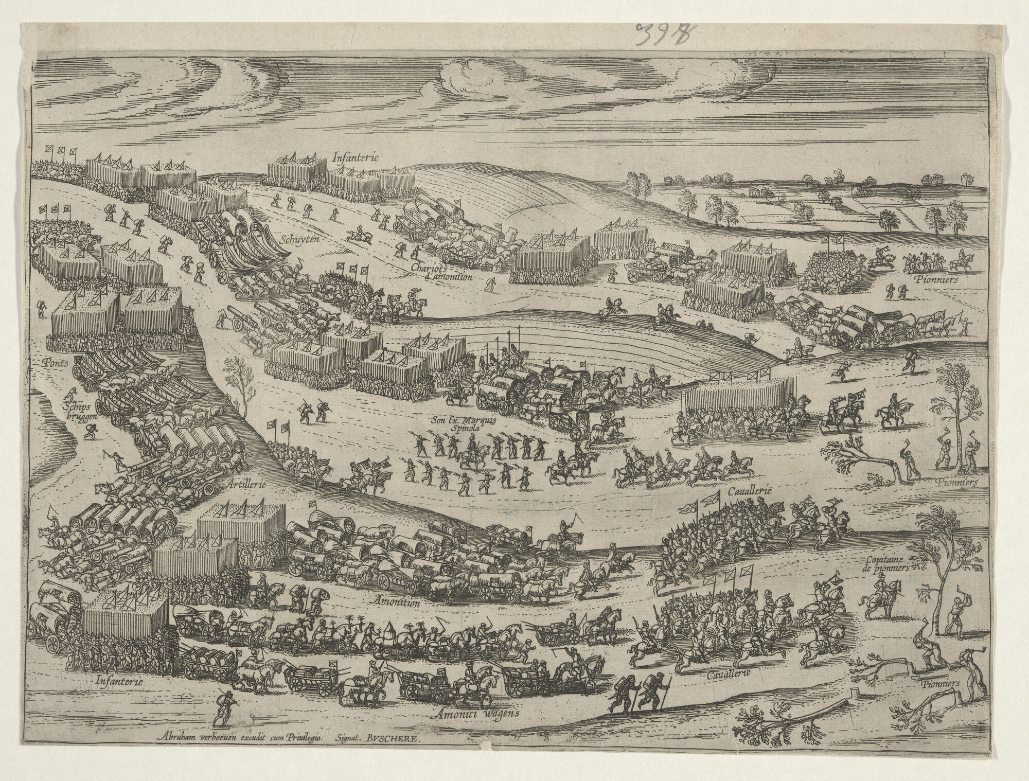 A.0145(027)390; Opmars van de Spaanse troepen; prent
