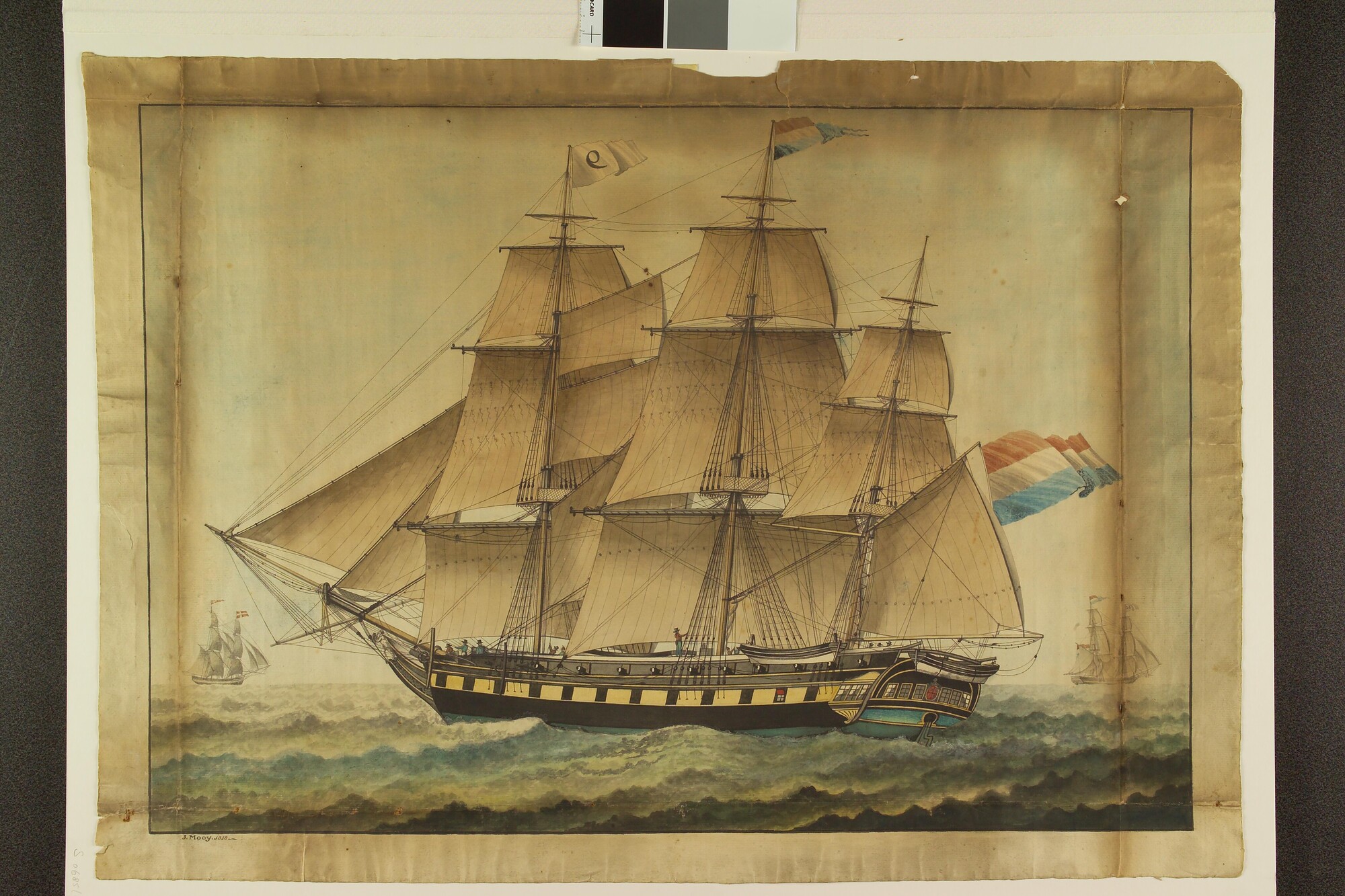 S.0685(01); Het fregatschip De Nieuwe Zeelust; tekening