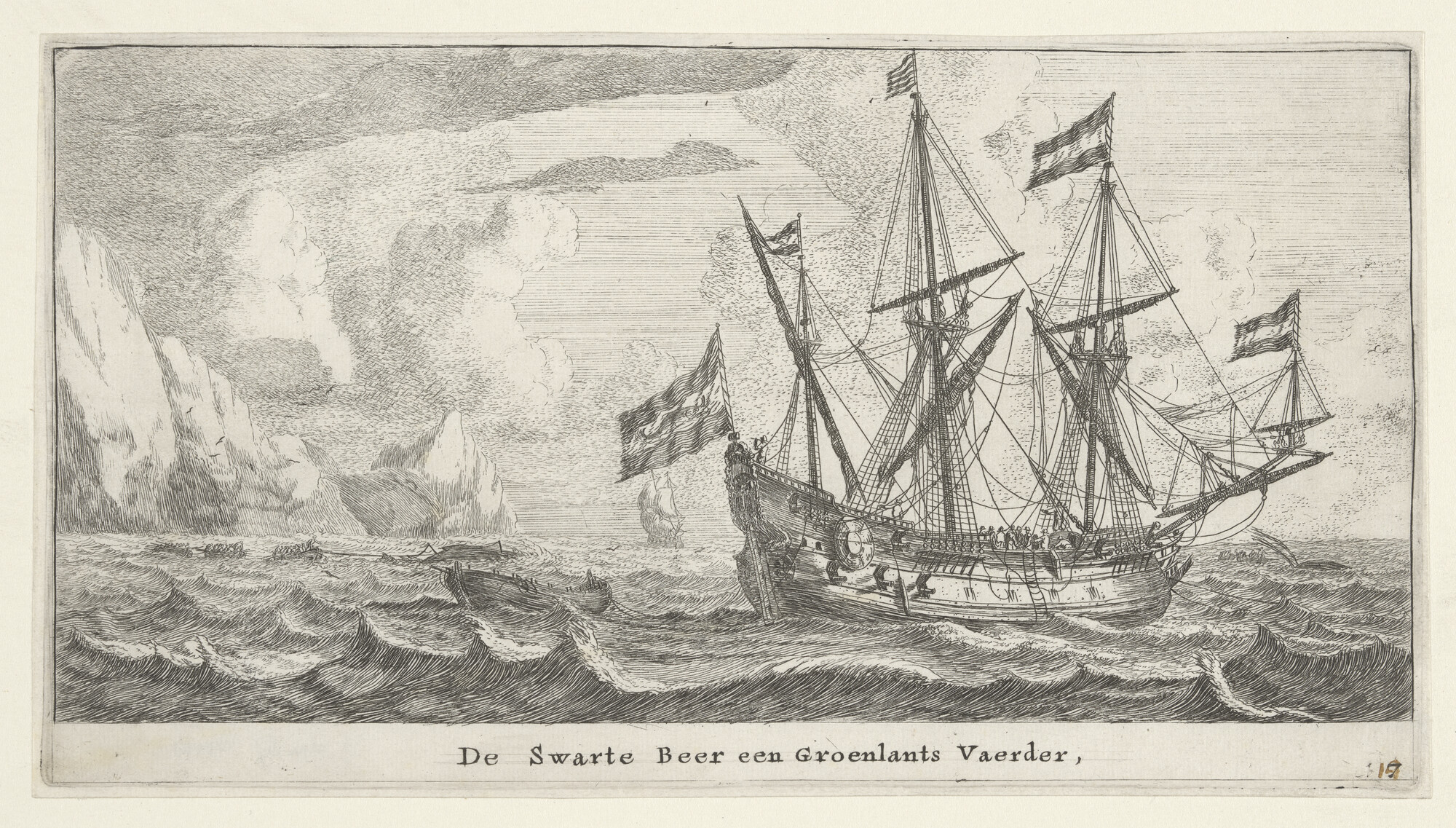 A.4534(b); De Groenlandvaarder 'Zwarte Beer'; prent