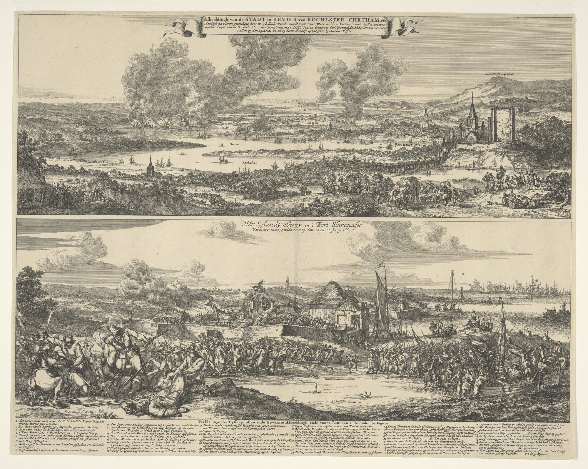 A.2169(02) [nr 0002]; Overwinning bij de stad en rivier van Rochester en Chatham; prent
