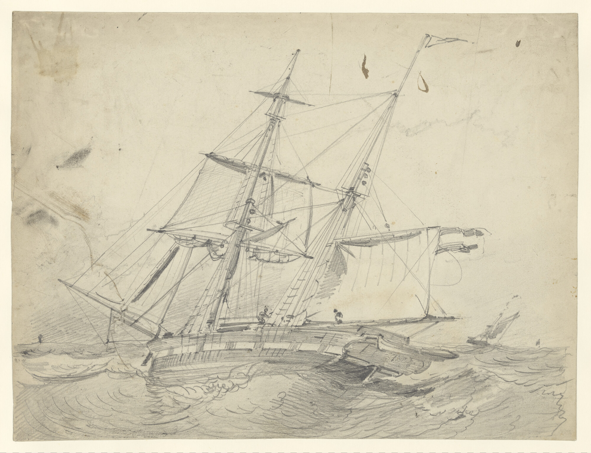 A.0151(003); Een schoenerbrik; tekening