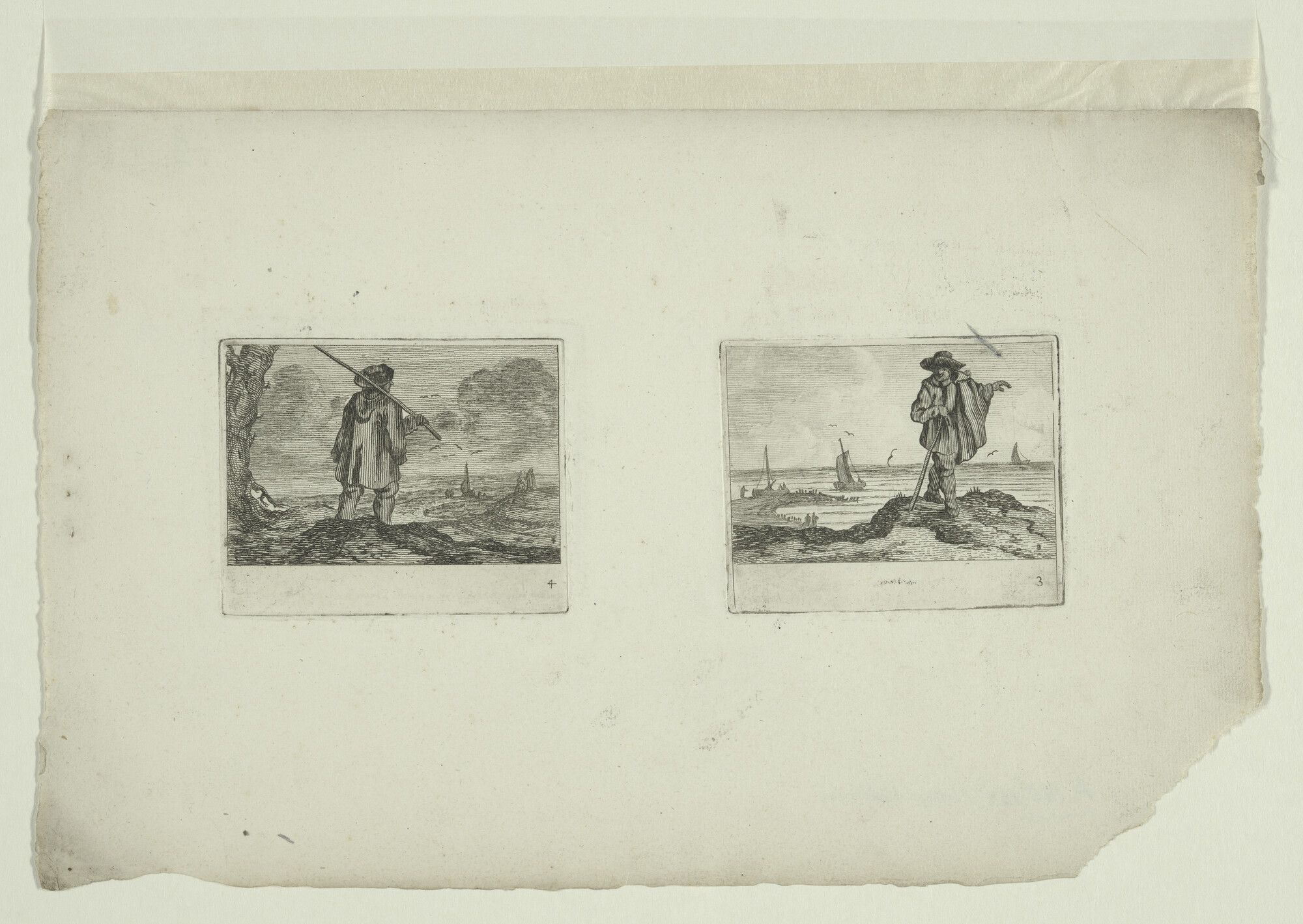 A.0145(167)03; Uit de serie 'Verscheyden Stranden en Watergesichten', afbeeldingen no. 3 en 4; prent