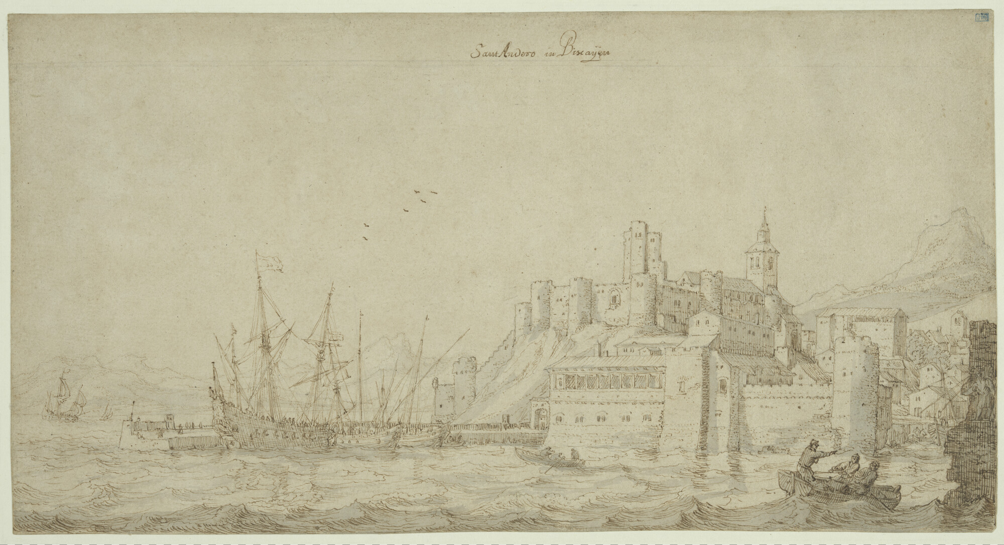 A.5339; De haven van Santander; tekening