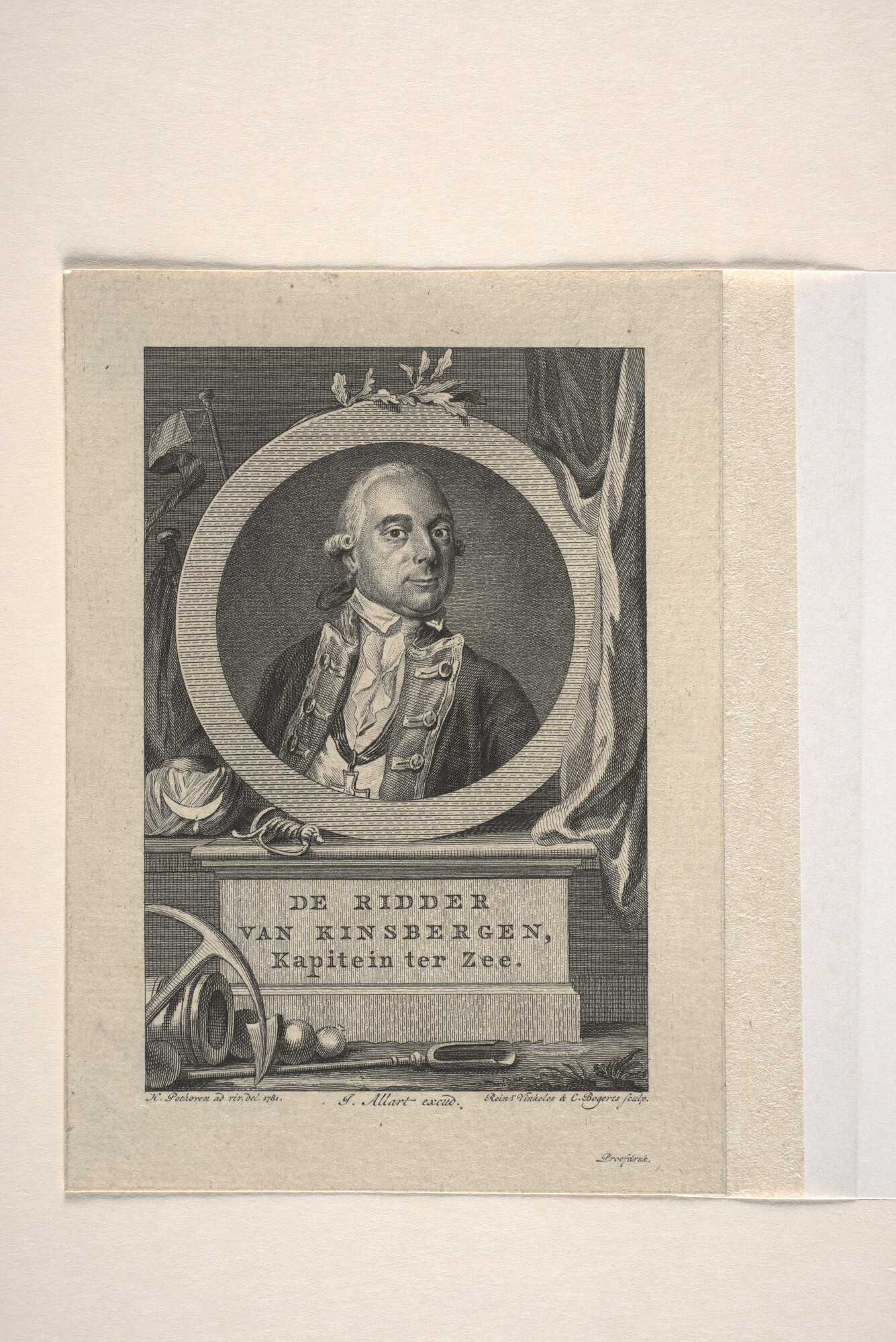 A.0145(179)3; Portret van kapitein-ter-zee Jan Hendrik Ridder van Kinsbergen; prent