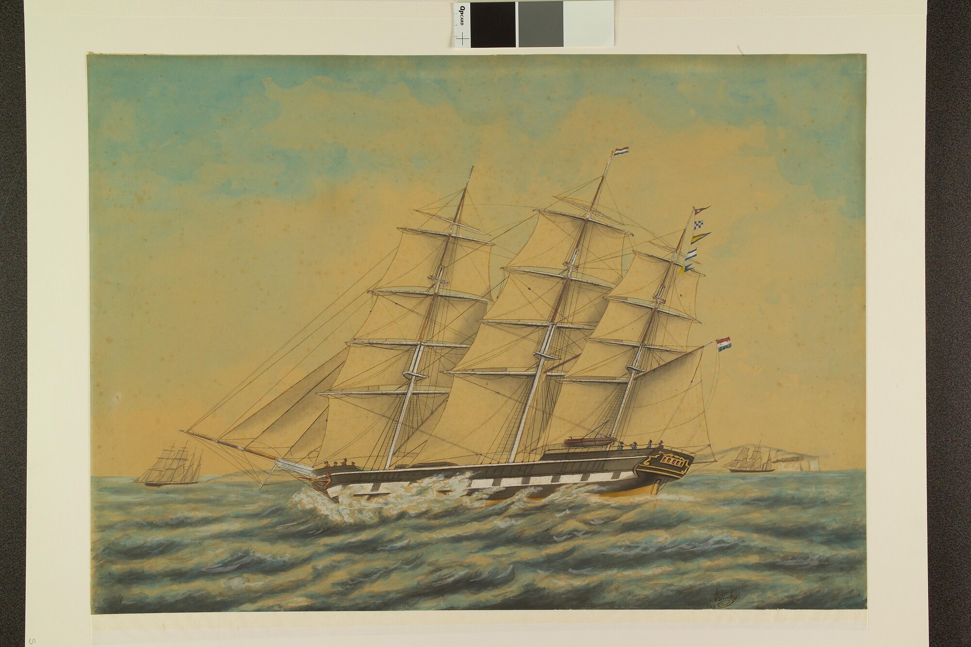 S.1603(67); Het fregatschip 'Henriette Louise'; tekening