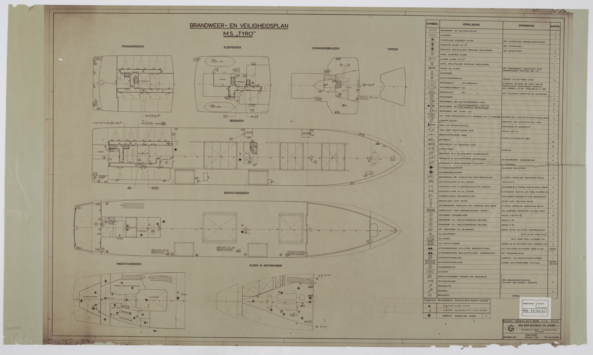 2013.0503; Scheepsbeveiligingsplan van het onderzoeksschip ms. Tyro 84.24 meter; technische tekening