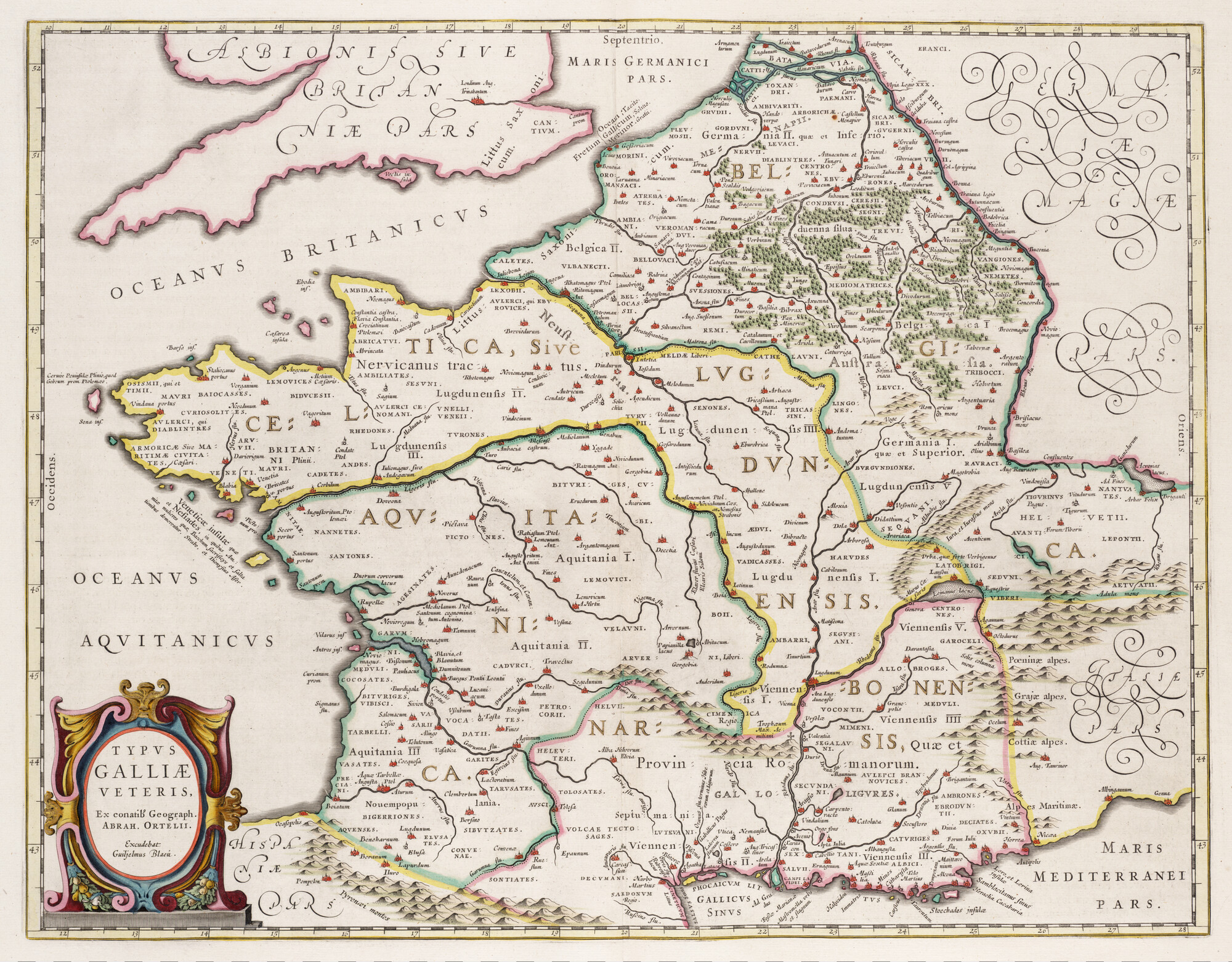 S.1034(13) [kaart 003]; Kaart van Frankrijk in de Romeinse tijd; landkaart