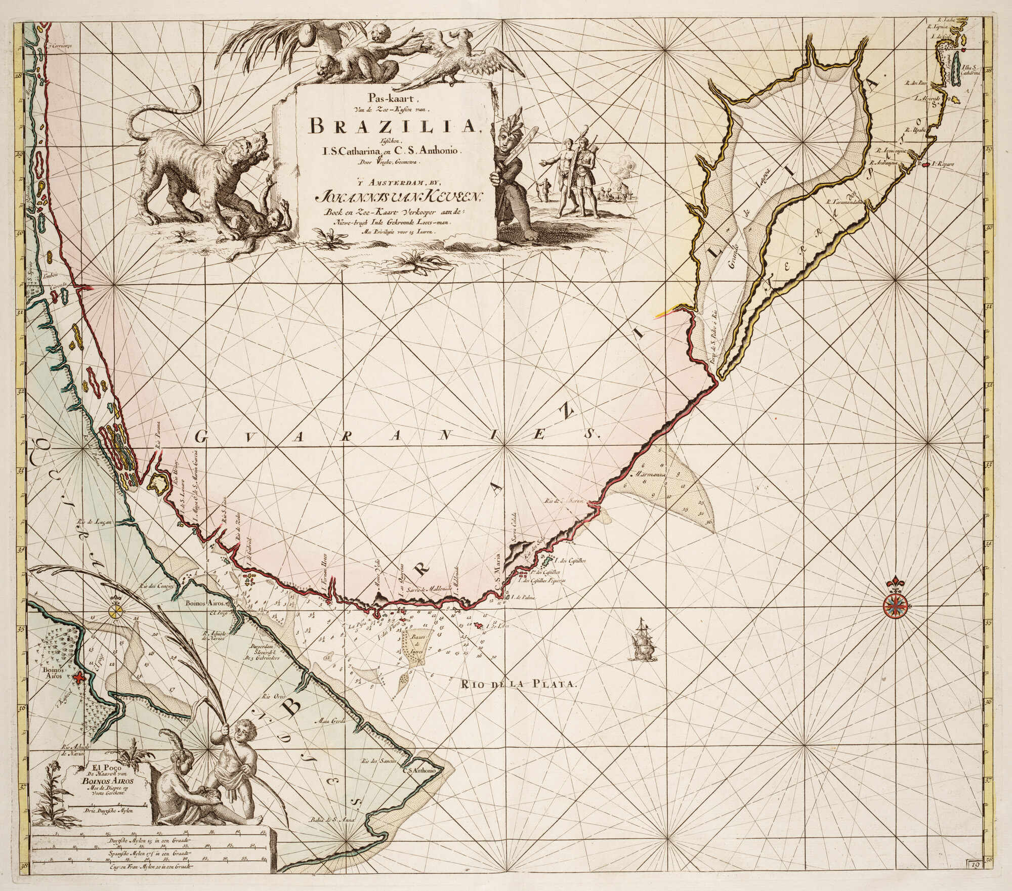 B.0032(109)5 [kaart 036]; Zeekaart van een deel van de kust van Brazilië; zeekaart