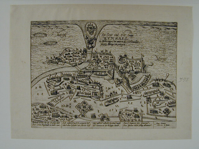A.0145(027)336; Kinsale in Ierland gaat aan de Engelse koningin Elisabeth over, 8 januari 1602; prent