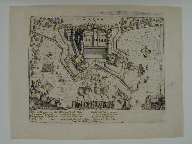 A.0145(027)348; Het slot Krakow bij Krefeld door Spinola ingenomen, 7 november 1605; prent