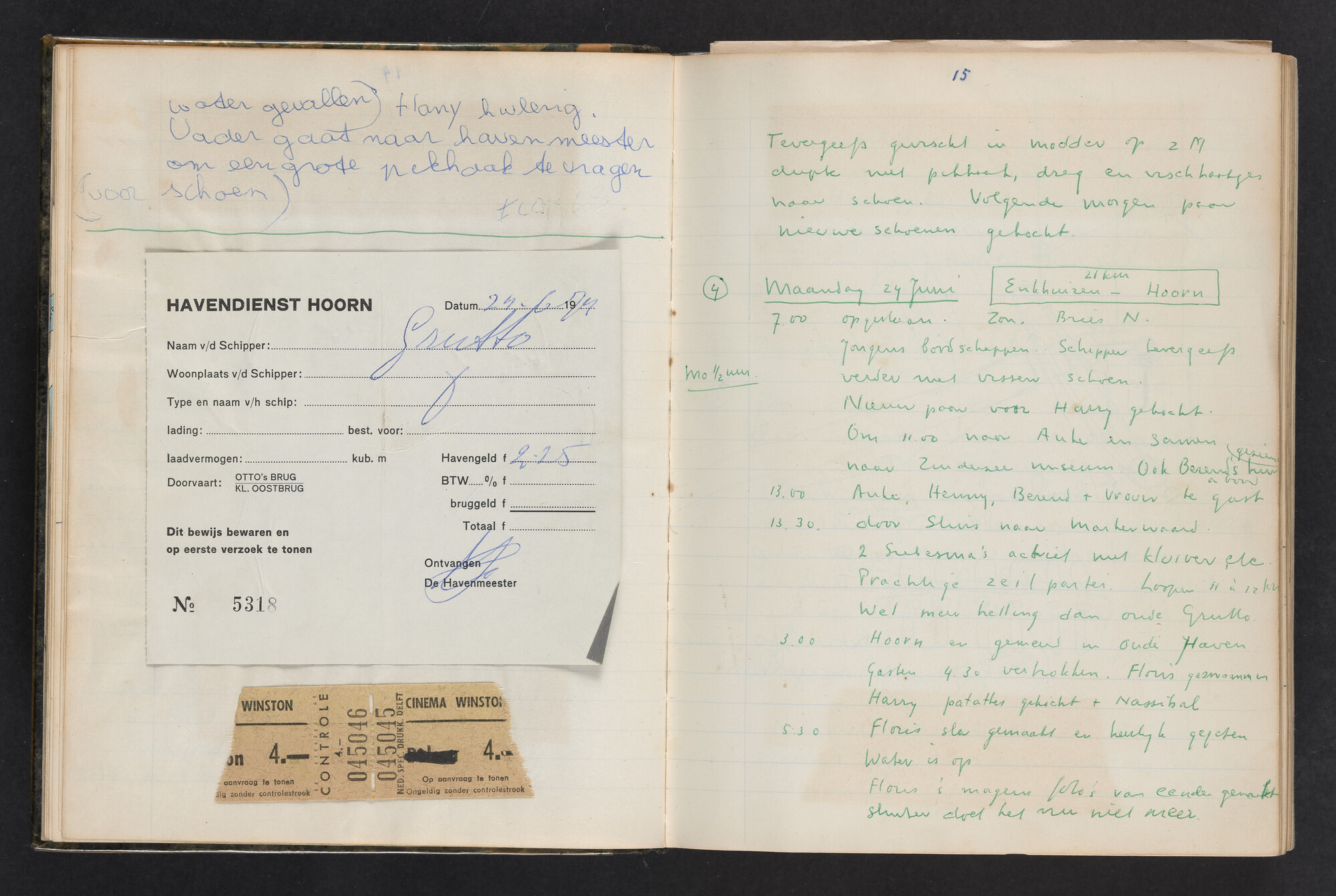 2017.0802; Logboek c.q. fotoalbum van reizen met zeeschouw Grutto (II) in Nederland, Duitsland en Denemarken, 1973-1974; logboek