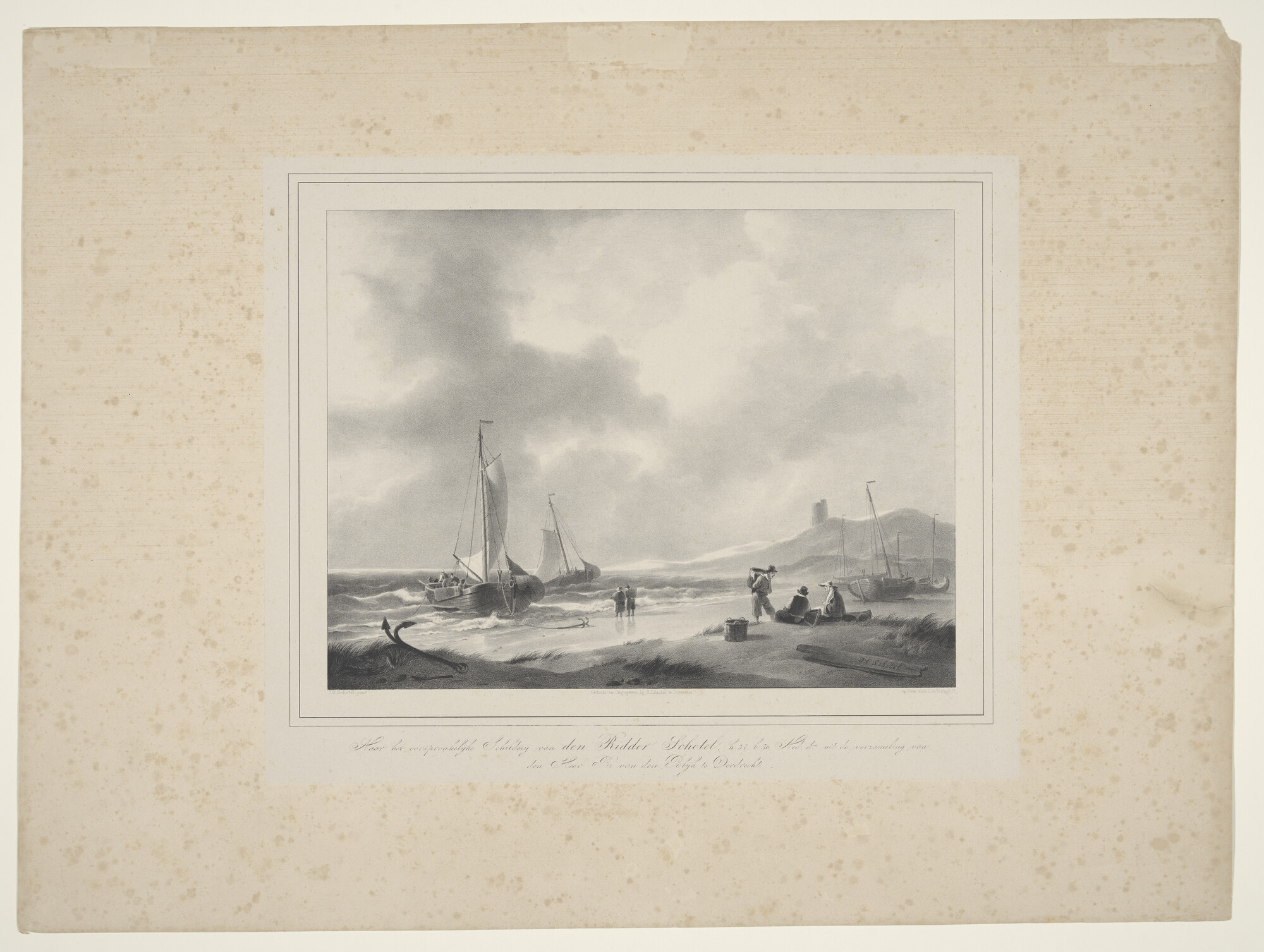 A.0357(03)1; Pinken op het strand; prent