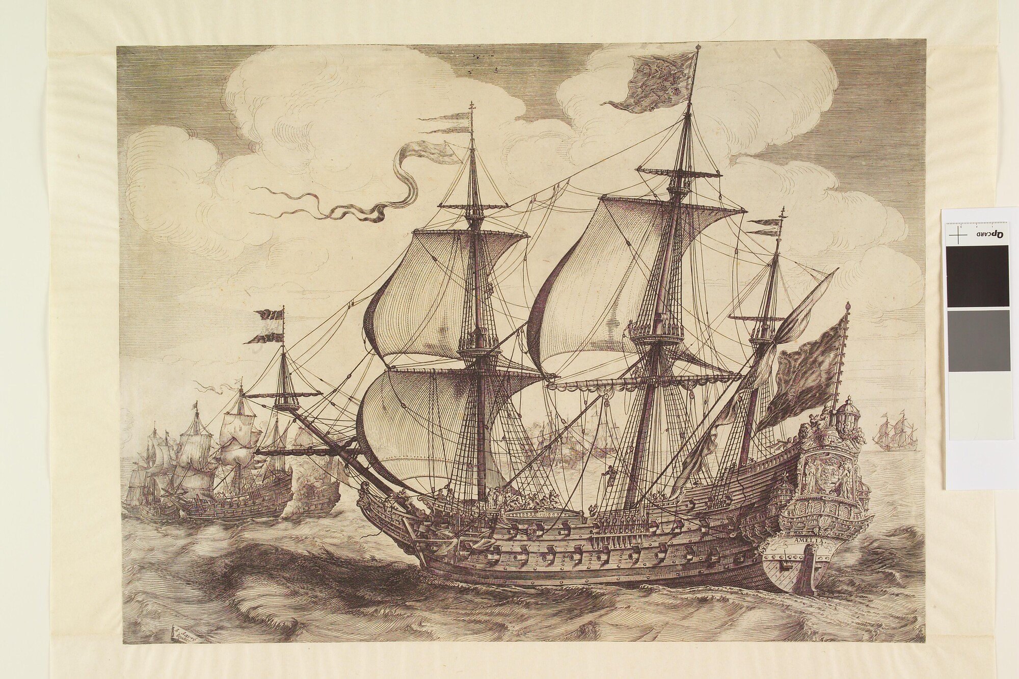 A.0145(121)8; Het fregat 'Aemilia', het admiraalsschip van Maarten Harpertsz Tromp; prent