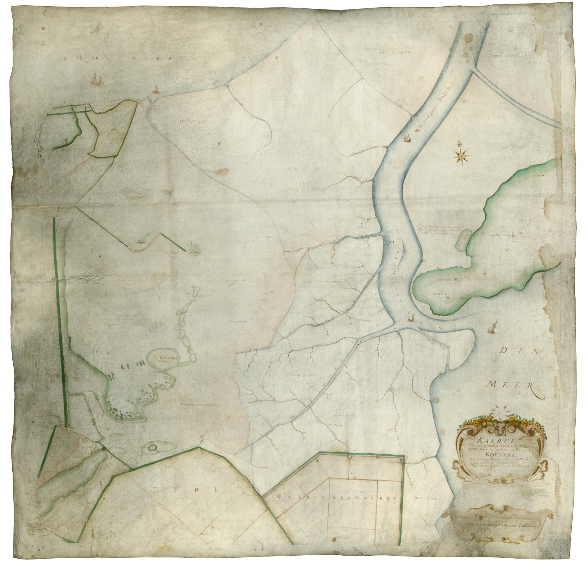 A.1354(02); Landkaart door Dirck van Abbestee te Callantsoog uit 1655 van Het Koegras; landkaart