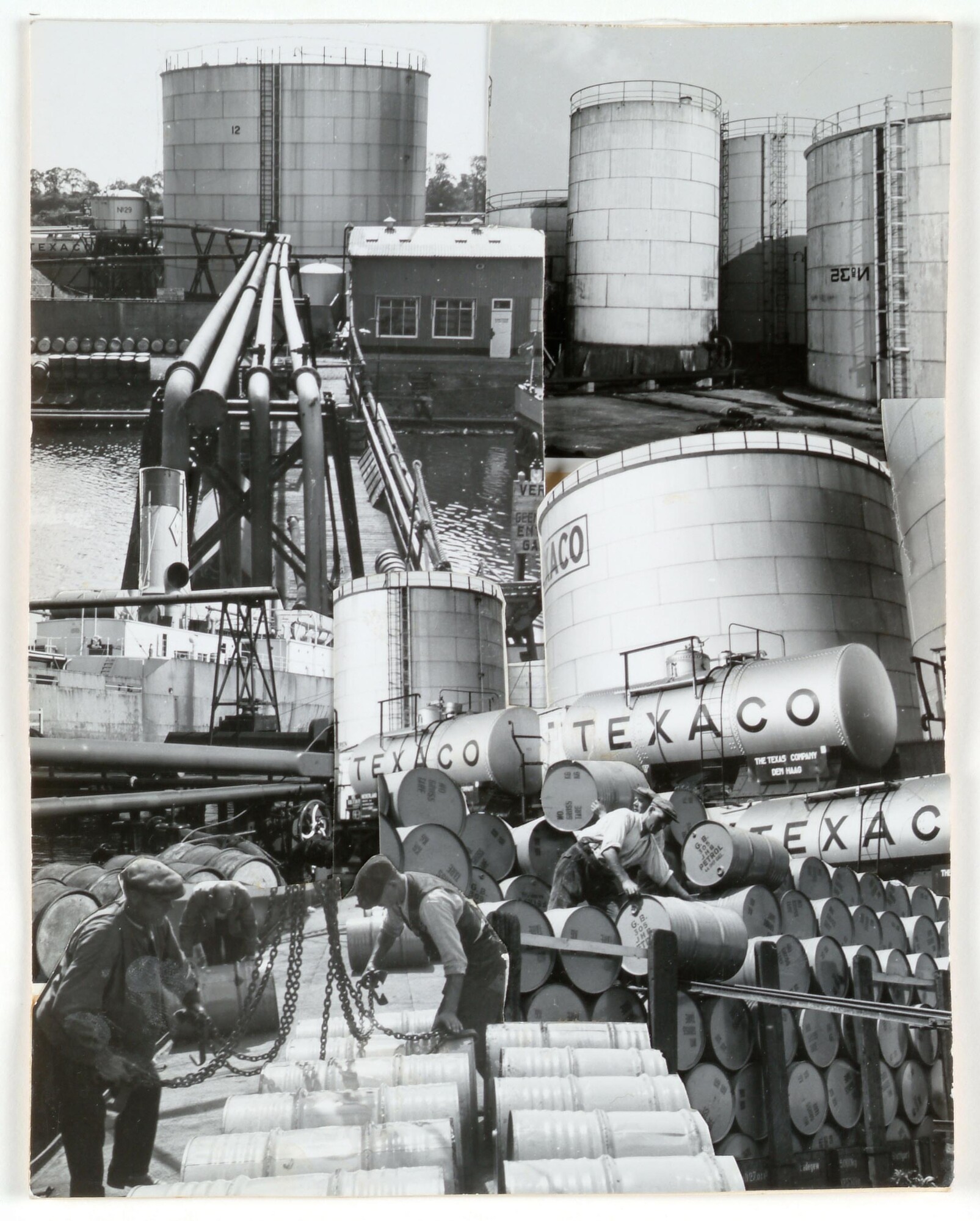 1998.1715  b; Collage met foto's gemaakt in de haven van Amsterdam, omstreeks 1935; foto
