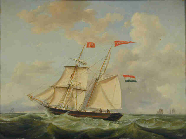 A.1610(04); Het schoenerbrikschip Theodora Gesina van rederij Rietveld; schilderij