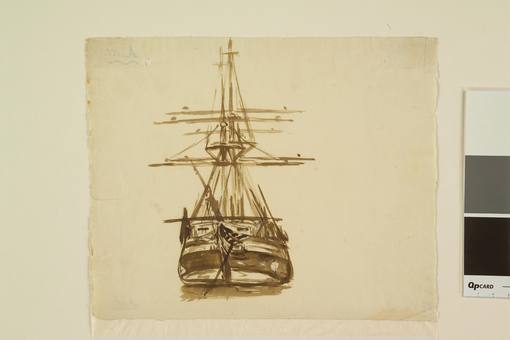 A.0151(164); Een barkschip; tekening
