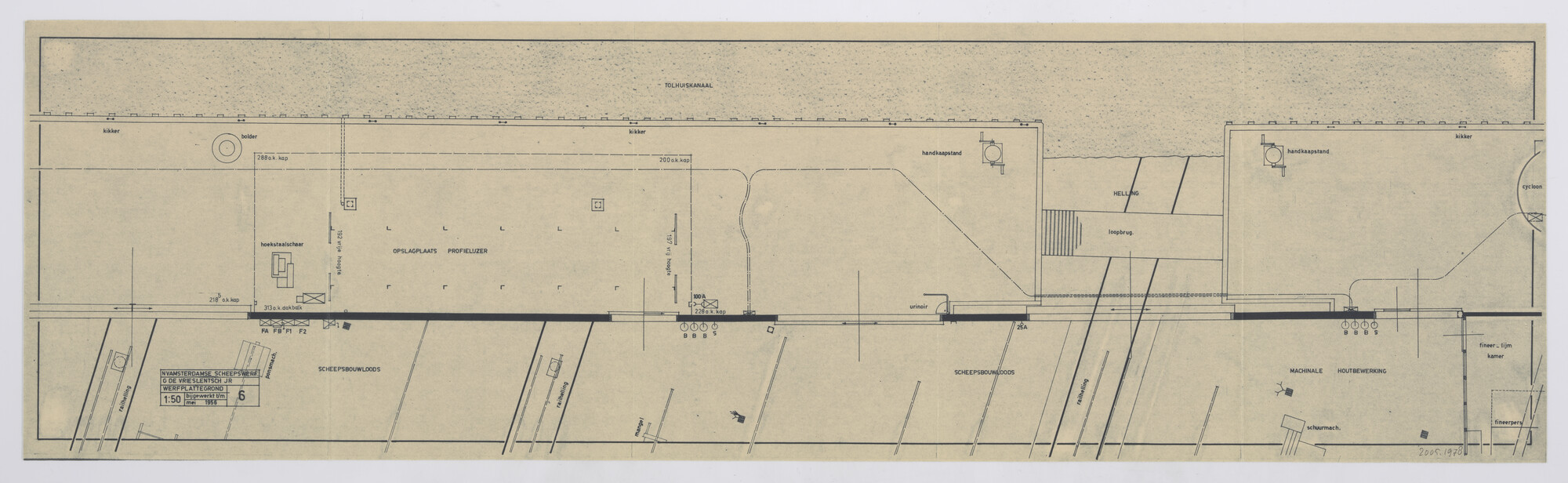 2005.1978; Plattegrond van een deel van de werfterreinen Scheepswerf G. de Vries Lentsch Jr; technische tekening