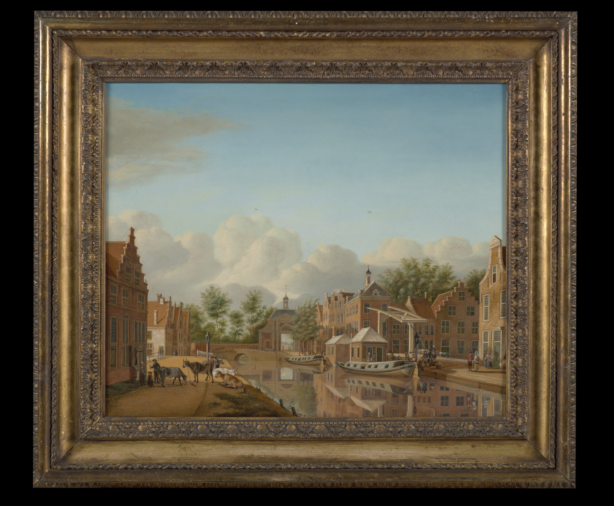 2003.1514; Trekschuiten bij de Marepoort te Leiden; schilderij