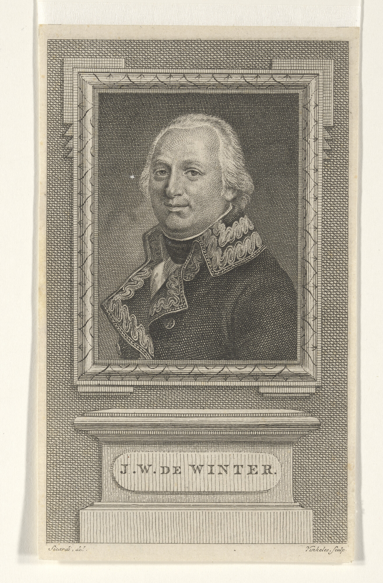 A.0145(179) [nr 0060]; Portret van Admiraal J.W. de Winter in rechthoek; prent