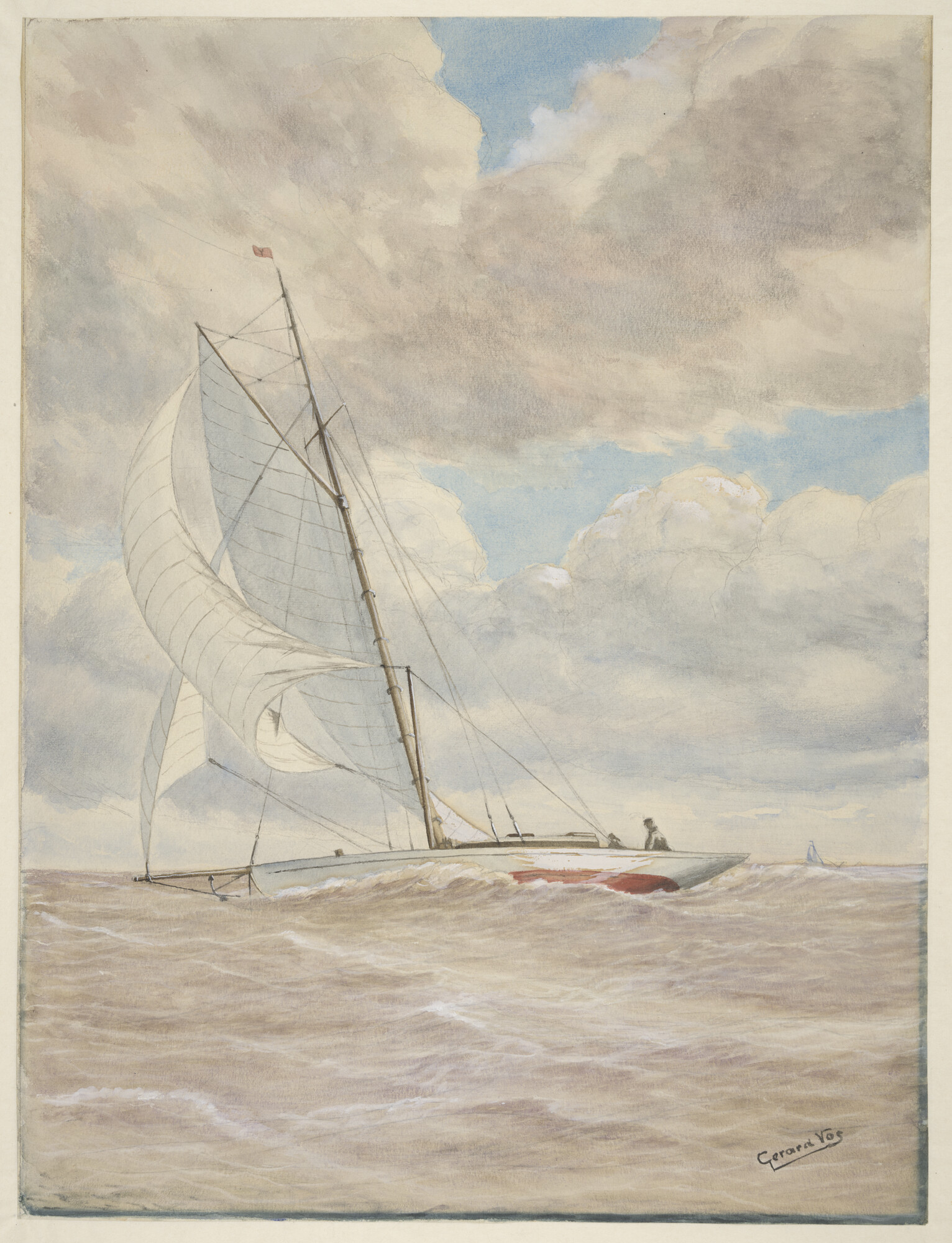 S.6855; Het zeiljacht 'Mercuur'; tekening