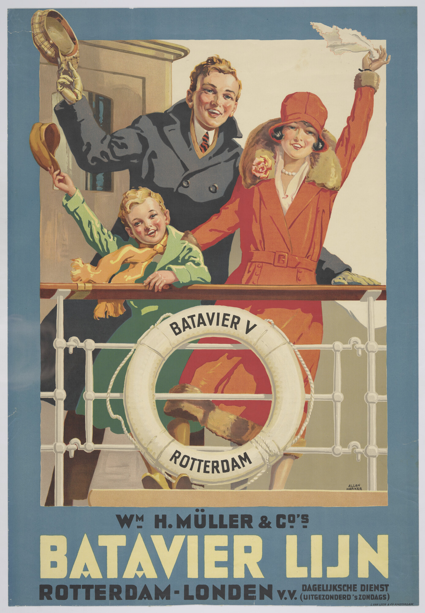 A.5827; Batavierlijn voor de dienst op de route Rotterdam - Londen; affiche