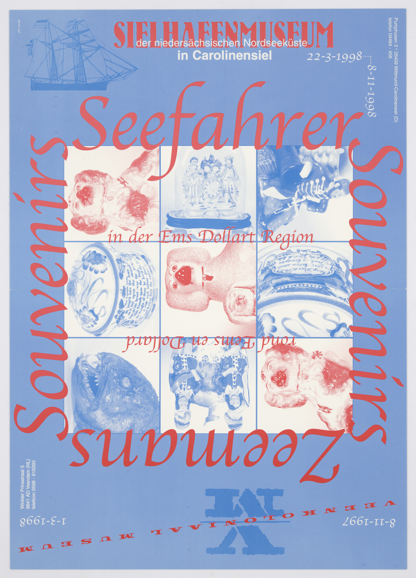 1999.3925; Affiche voor de tentoonstelling Zeemans Souvenirs / Seefahrer Souvenirs in [...]; affiche