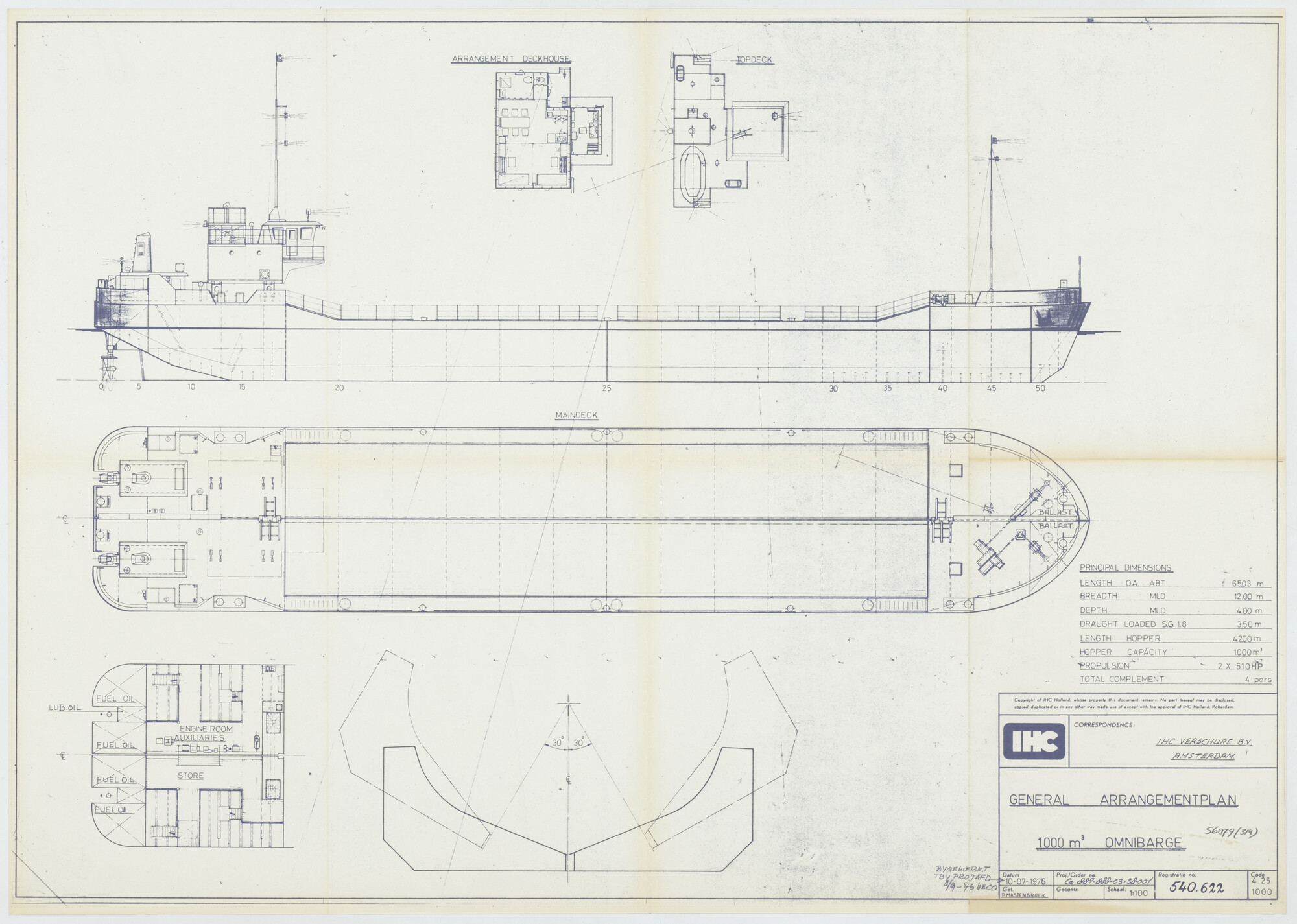 S.6879(314); Algemeen plan van een kantelbak; technische tekening