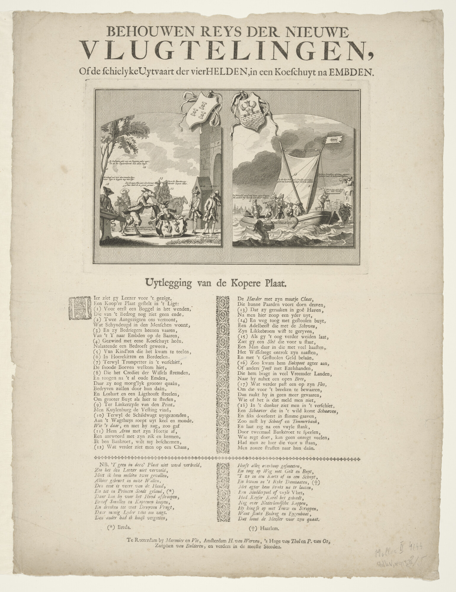 A.5719(08); Zinnebeeldige prent over het zware bankroet door de wisselhandel te Amsterdam in 1763; prent