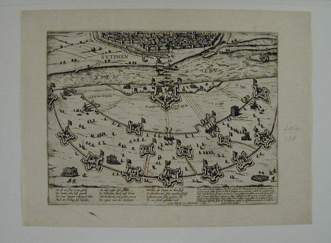 A.0145(027)240; Kaart der belegeringswerken der Staten om Zutphen, 3 juli 1584; prent