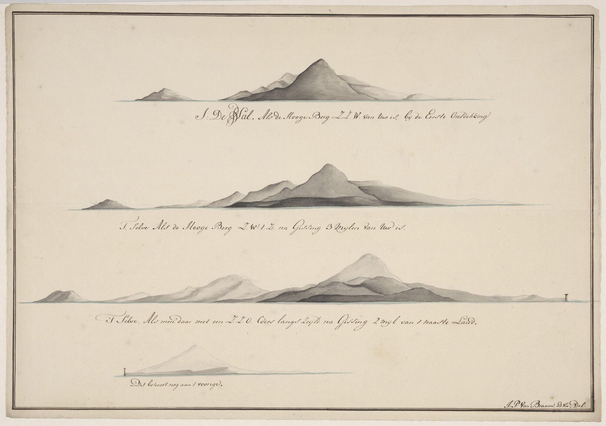 S.0597(06)3; Vier landverkenningen van het Kaapverdische eiland Sal; tekening